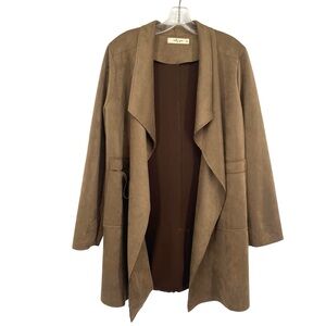 Molly Green Faux Suede Jacket Long Drape Open Front Medium Western Southwestern